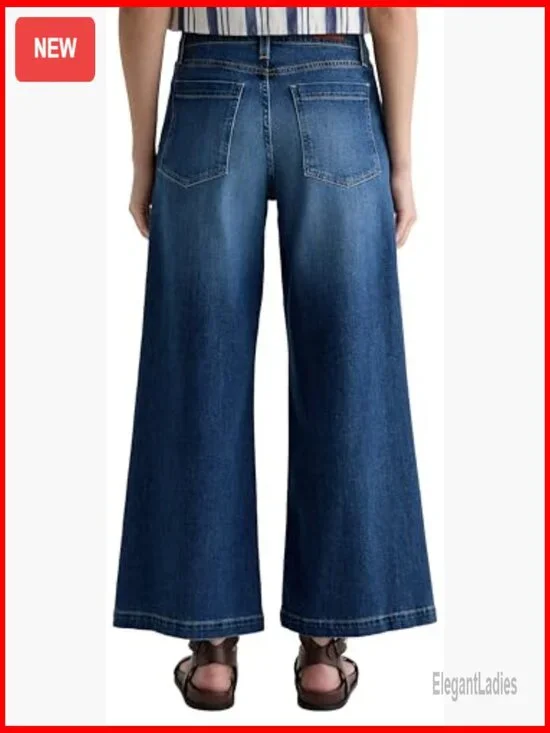 Mid Rise Ankle Palazzo Jeans, Wide Leg with Trouser Details - Picture 7 of 7